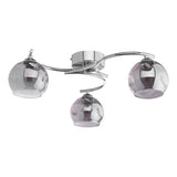 3 Light Semi Flush Polished Chrome Smoked Dimpled Glass