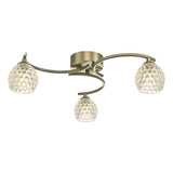 NAK5375-06 3 Light Semi Flush Antique Brass With Dimpled Glass