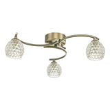 3 Light Semi Flush Antique Brass With Dimpled Glass