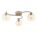 NAK5375-16 3 Light Semi Flush Antique Brass Champagne Dimpled Glass
