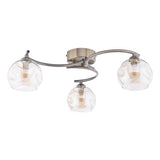 3 Light Semi Flush Antique Brass Champagne Dimpled Glass