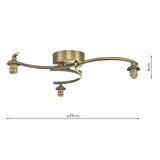 3 Light Semi Flush Antique Brass Frame Only