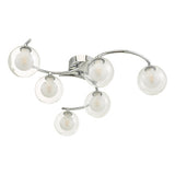 6 Light Semi Flush Polished Chrome With Clear/Opal Glass