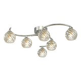 NAK6450-05 6 Light Semi Flush Polished Chrome With Twisted Open Glass