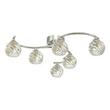 6 Light Semi Flush Polished Chrome With Twisted Open Glass