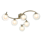 NAK6475-04 6 Light Semi Flush Antique Brass With Clear.Opal Glass