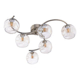 6 Light Semi Flush Antique Brass Champagne Dimpled Glass