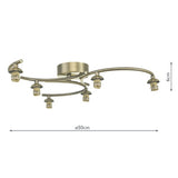 6 Light Semi Flush Antique Brass Frame Only