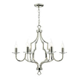 NER0638 6Lt Pendant Polished Nickel & Crystal