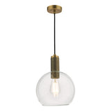 NIK0140-E03 Pendant Natural Solid Brass Round Clear Glass
