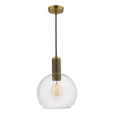 Pendant Natural Solid Brass Round Clear Glass