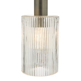 NIK0167-E01 Pendant Polished Nickel Ribbed Cylinder Glass