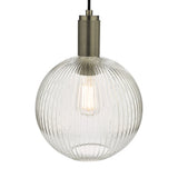 Pendant Antique Chrome Ribbed Round Glass
