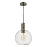 NIK0167-E03 Pendant Antique Chrome Round Clear Glass