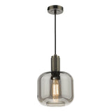 NIK0167-E05 Pendant Polished Nickel Smoked Rounded Cuboid Glass