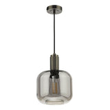 Pendant Polished Nickel Smoked Rounded Cuboid Glass