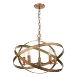 5 Light Pendant Mottled Copper