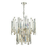 6 Light Pendant Champagne Crystal Polished Nickel Frame