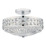 OLO5350 3 Light Semi Flush Polished Chrome Crystal Beads And Glass Diffuser