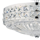 3 Light Semi Flush Polished Chrome Crystal Beads And Glass Diffuser