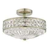 OLO5375 3L Light Semi Flush Antique Brass Crystal Beads And Glass Diffuser