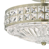 3L Light Semi Flush Antique Brass Crystal Beads And Glass Diffuser