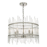 OLY0538 5Lt Pendant Polished Nickel & Glass