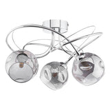 3 Light Semi Flush Polished Chrome Smoked Glass
