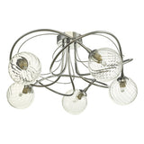 5 Light Semi Flush Polished Chrome With Twisted Closed Glass