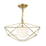 ORS0135 1 Light Pendant Antique Gold Opal Glass Shade