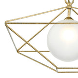 1 Light Pendant Antique Gold Opal Glass Shade