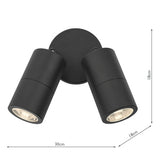 Outdoor 2 Light Wall Spotlight Matt Black Ip65