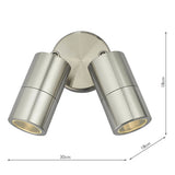Outdoor 2 Light Wall Spotlight Aluminium Ip65
