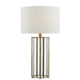 Table Lamp Natural Brass Glass With Shade