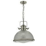 1 Light Pendant Satin Nickel And Textured Glass