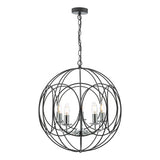 5 Light Pendant Matt Black With Polished Chrome Detail
