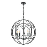 PHO0550 5 Light Pendant Matt Black With Polished Chrome Detail