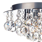 3 Light Flush Polished Chrome Crystal Glass Droppers