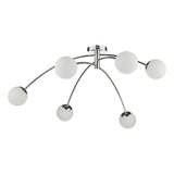 6Lt Semi Flush Polished Chrome Opal Glass