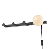 RAC7122 Wall Light & Coat Hook Matt Black Opal Glass - Plug In