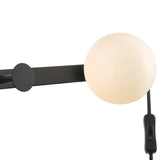 Wall Light & Coat Hook Matt Black Opal Glass - Plug In