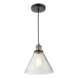 1 Light Single Pendant Antique Nickel Clear Glass