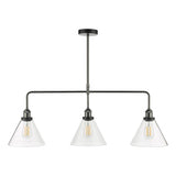 3 Light Bar Pendant Antique Nickel Clear Glass