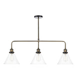 RAY0375 3 Light Bar Pendant Antique Brass Clear