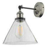 Single Wall Light Antique Nickel Clear Glass