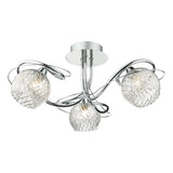 REH0350 3 Light Semi Flush Decorative Glass Polished Chrome Frame