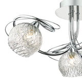 3 Light Semi Flush Decorative Glass Polished Chrome Frame