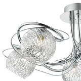 5 Light Semi Flush Decorative Glass Polished Chrome Frame