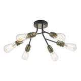 REM0654 6 Light Semi Flush Black & Antique Brass