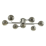 7 Light Semi Flush Polished Chrome With Smoked Glass